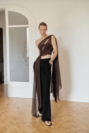 Brown Chiffon Crop Top