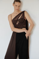Brown Chiffon Crop Top