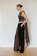 Brown Chiffon Crop Top