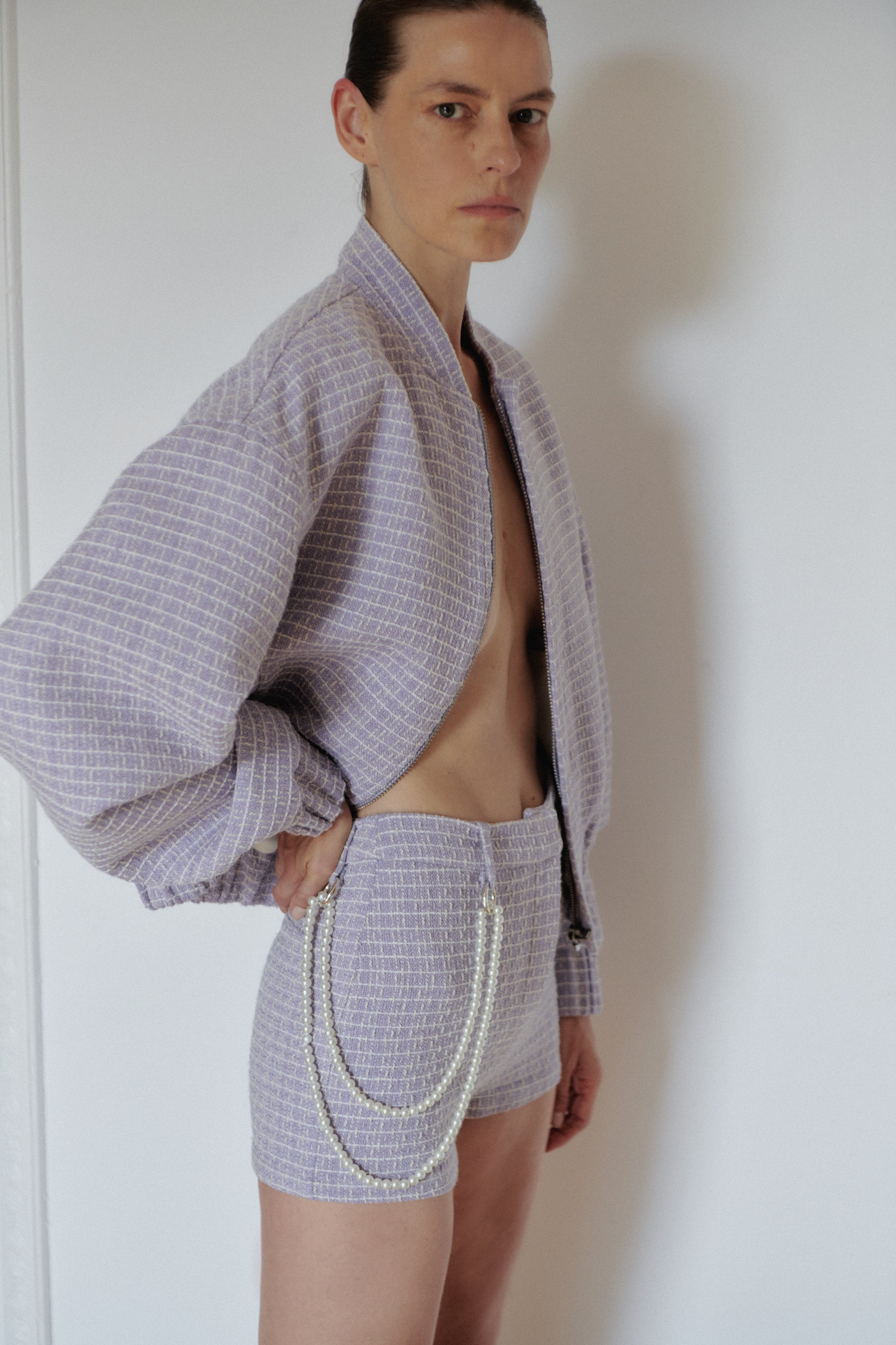 Lila Yün Tüvit Ceket