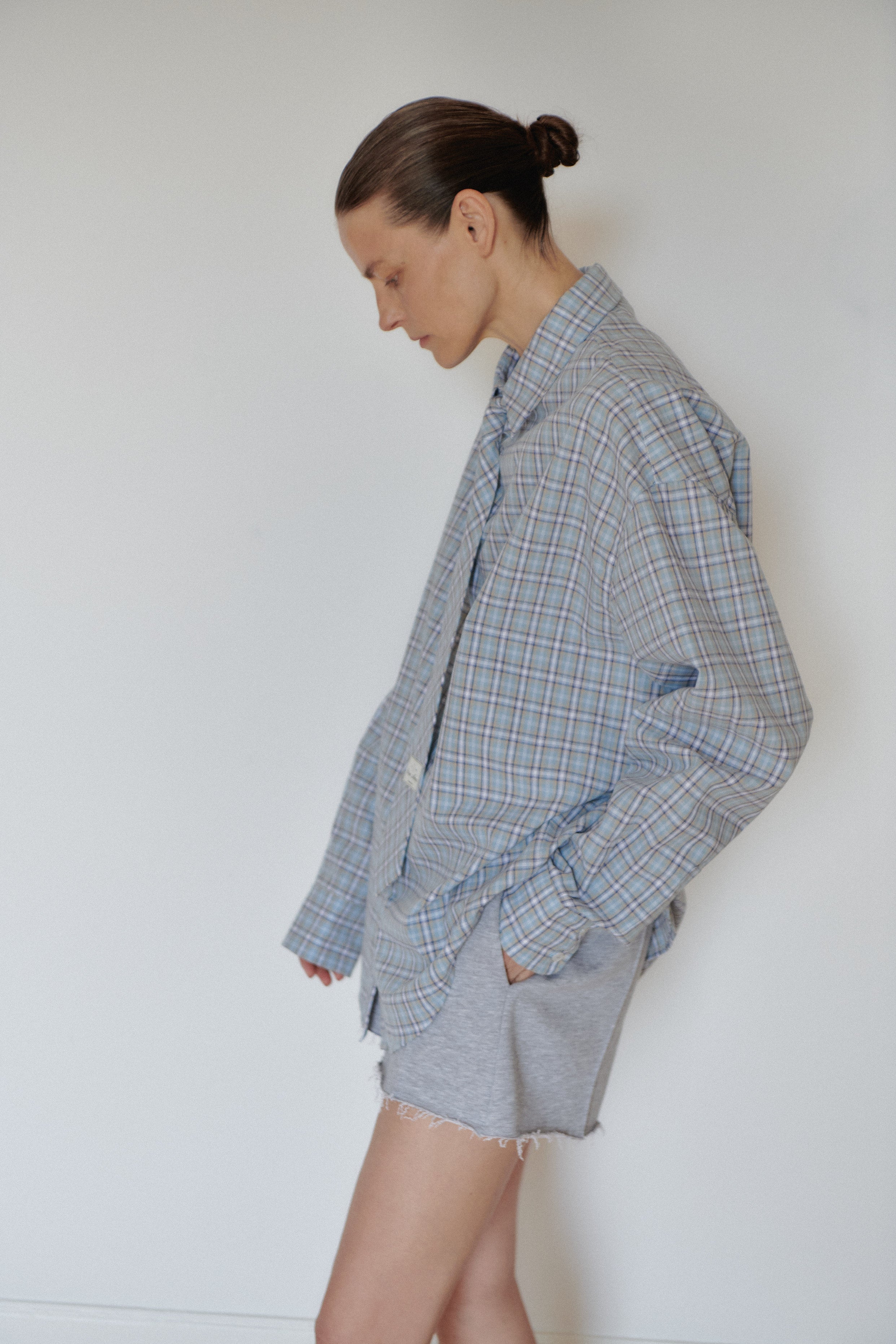 Grimelange Short with Blue Plaid Belt Detail