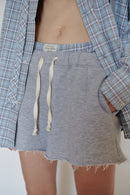 Grimelange Short with Blue Plaid Belt Detail