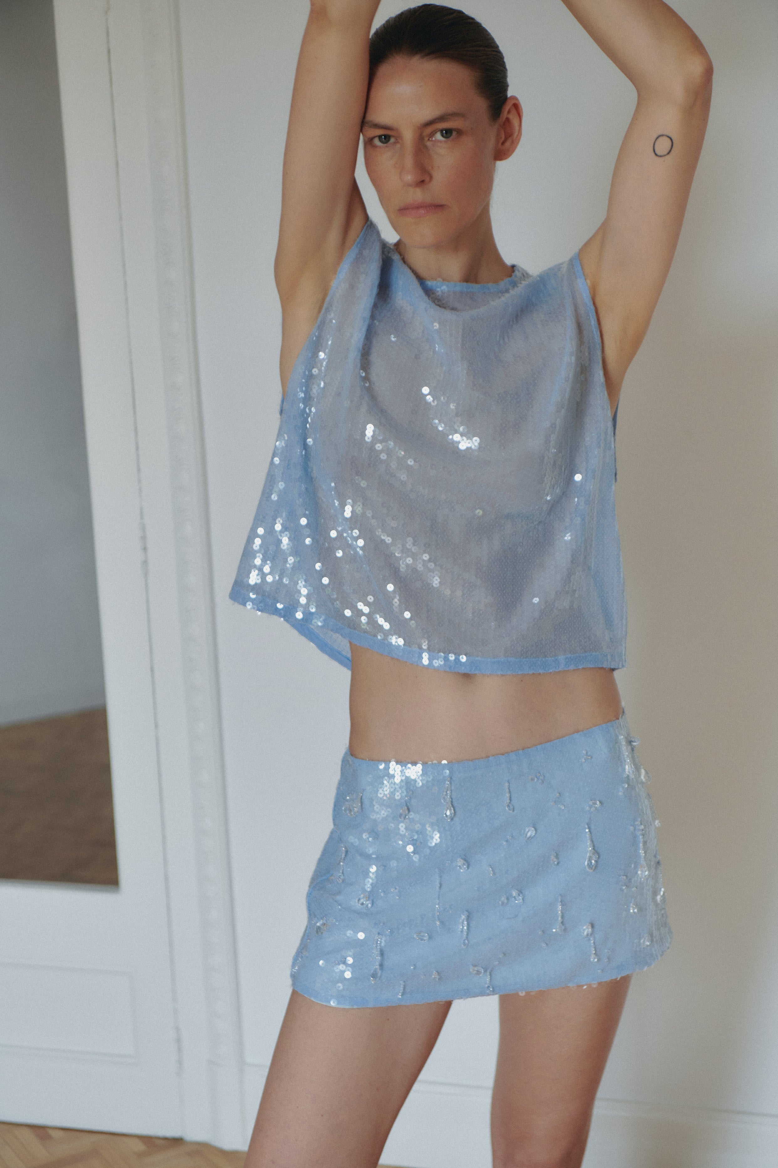 Baby Blue Sequin Tank Top