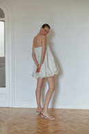 White Mini Baloon Dress with Beads