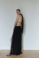Black Lace Dress with Side Slit