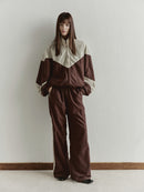 Beige&Brown Water Resistant Parachute Trackpants