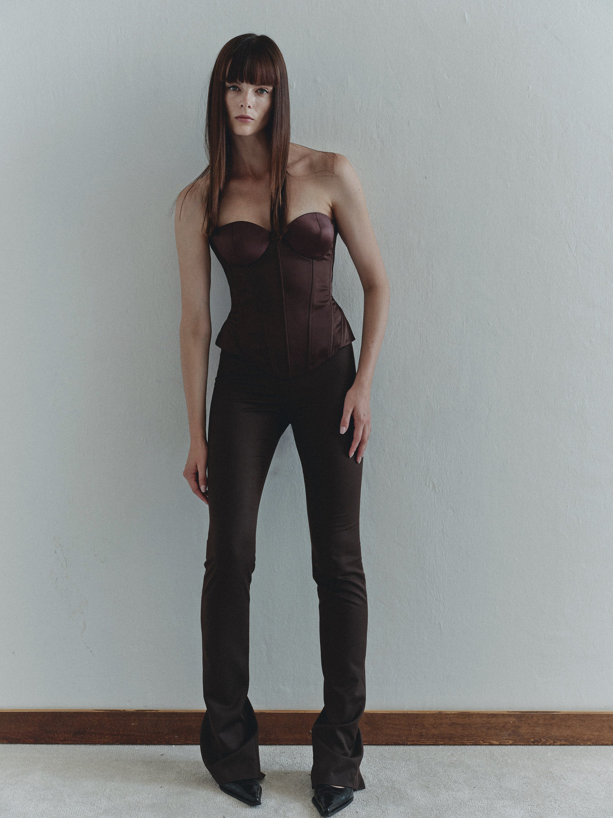 Brown Satin Corset Top