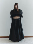 Black Taffeta Top with Feather Trim and Gloves