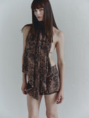 Snake Print Backless Chiffon Top