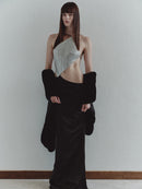 Silver Stone Embellished Backless Dress