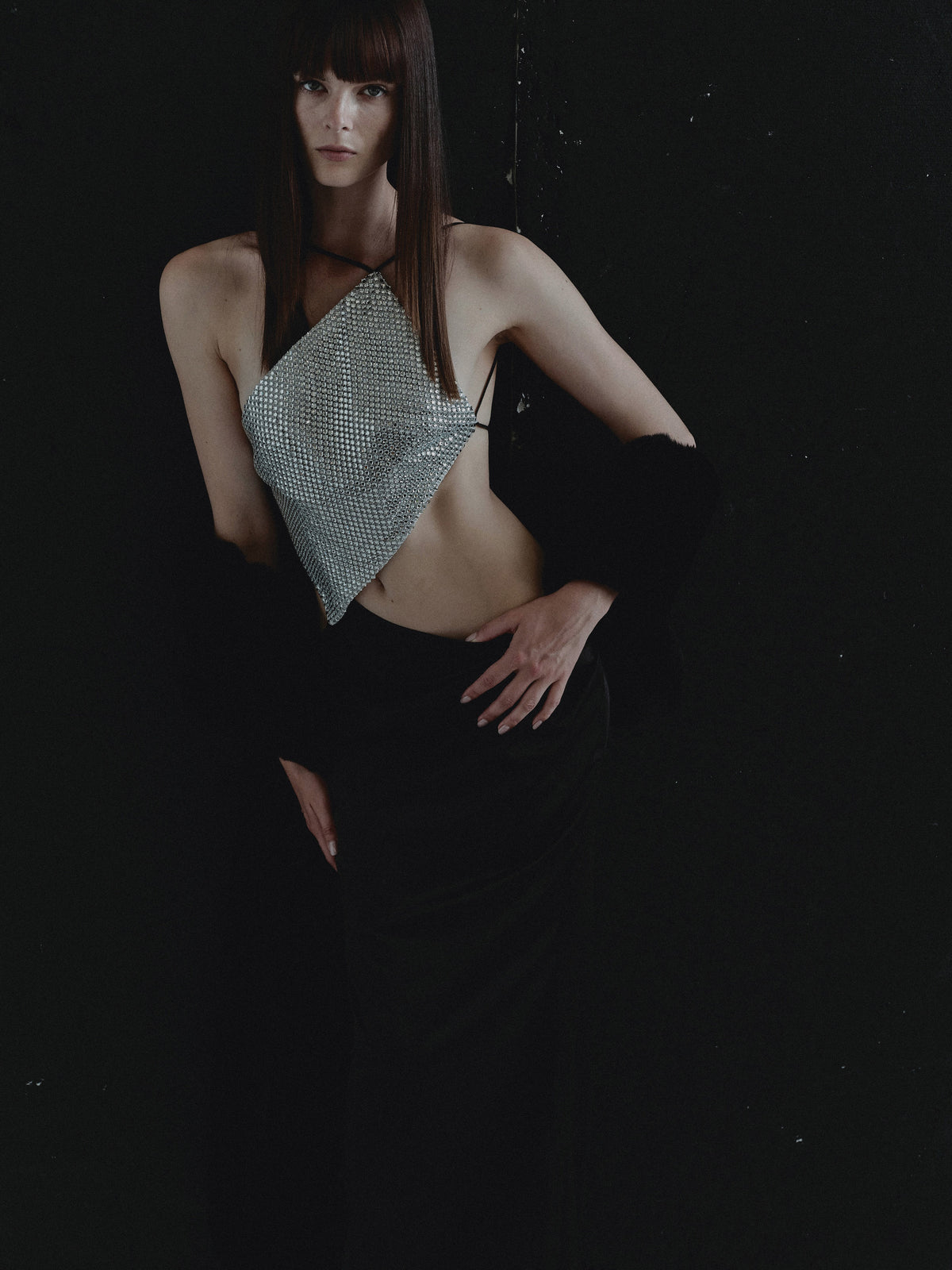 Silver Stone Embellished Backless Dress