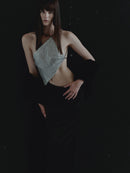 Silver Stone Embellished Backless Top
