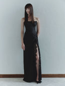 Black Maxi Dress with Lace Skirt Details