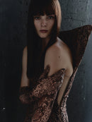 Snake Print Structure Dress with Gloves