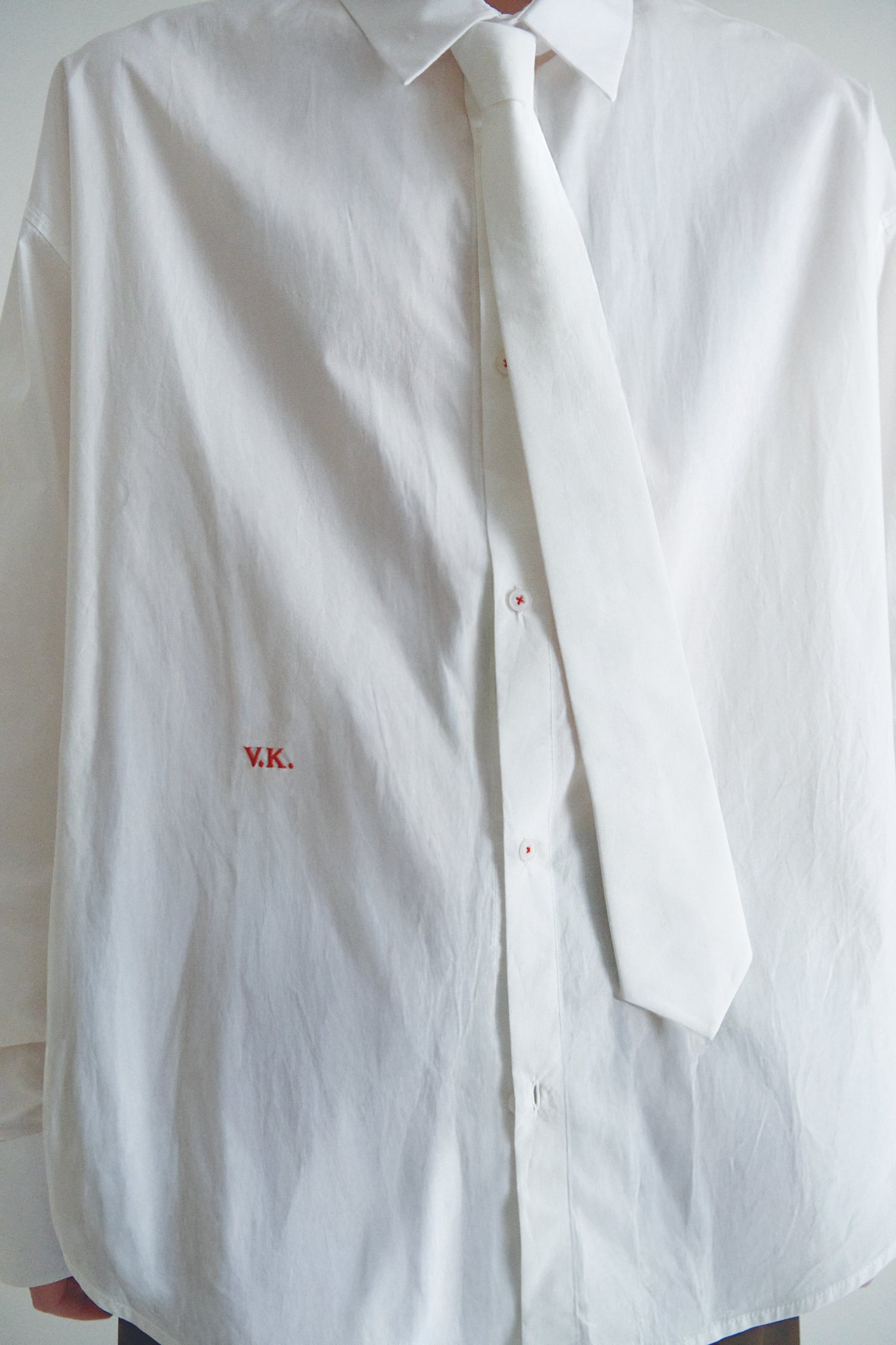 White Unisex Oversized Shirt with Tie