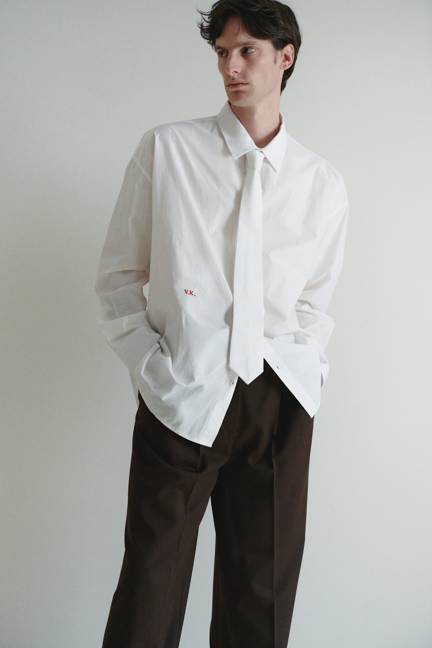 White Unisex Oversized Shirt with Tie