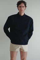 Navy Unisex Loose Fit Padded Polo Shirt