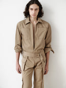 Mink Colored Recycled Cotton Cargo Jumpsuit