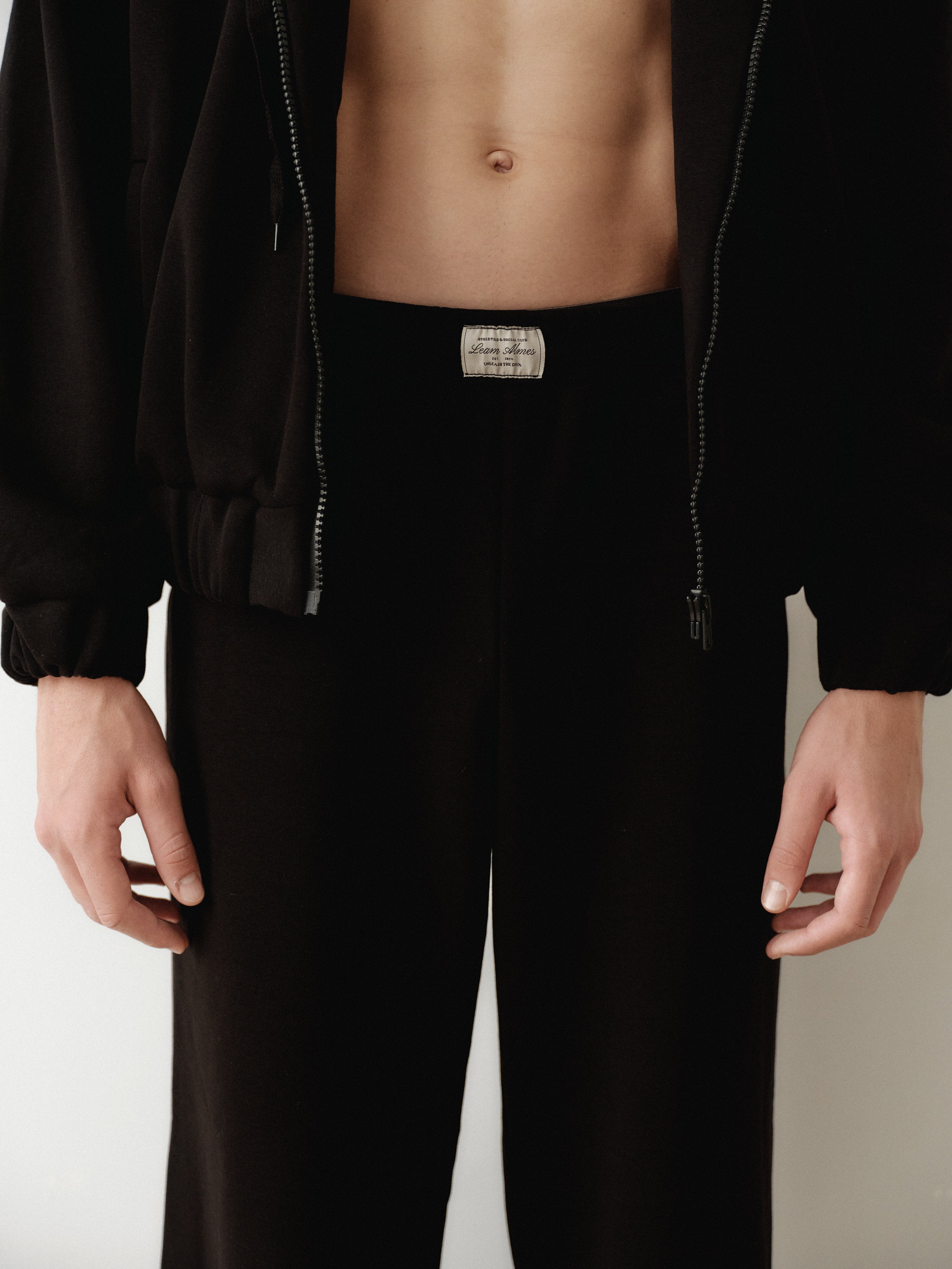 Black Cotton Track Pants