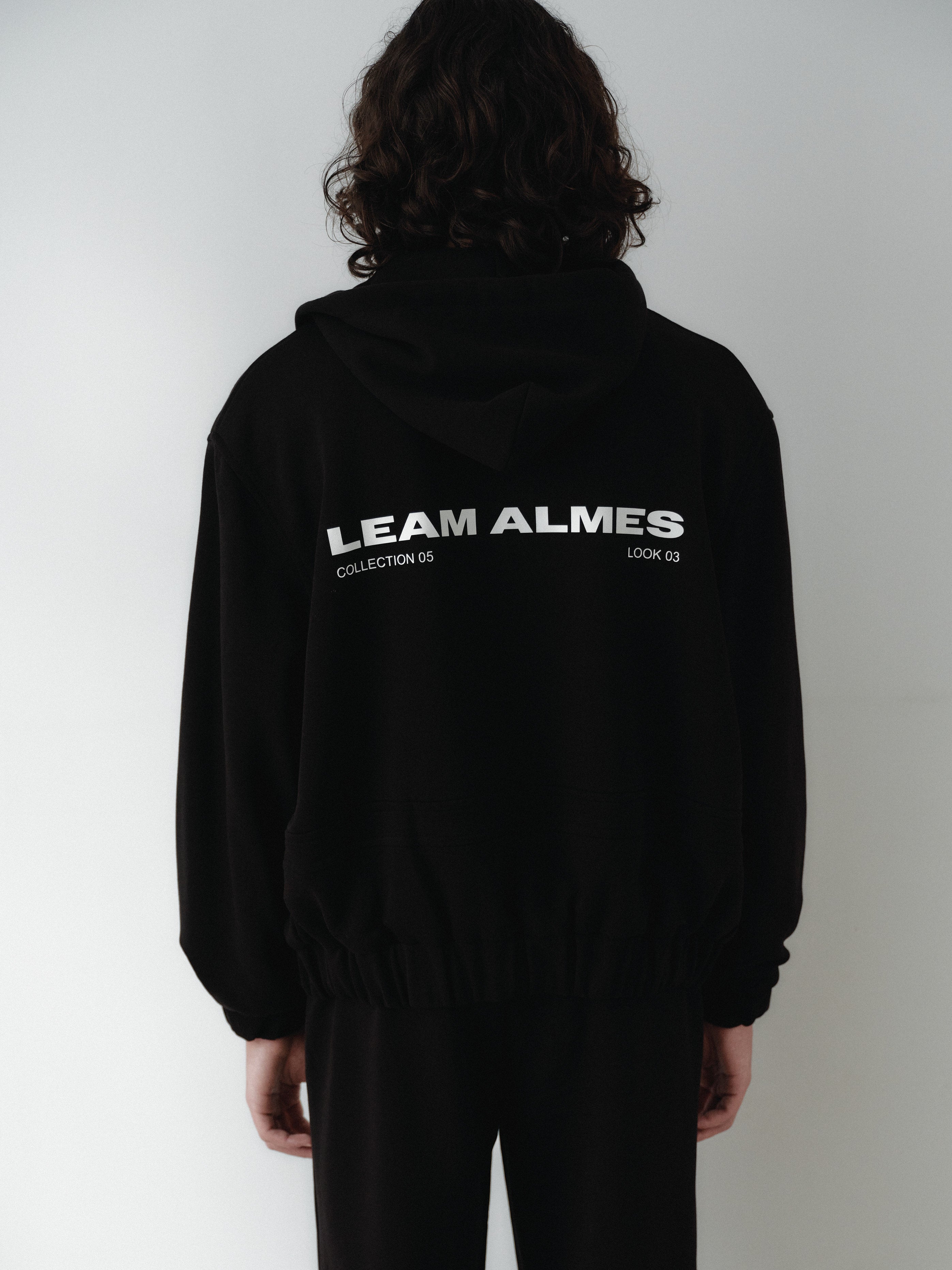 Black Cotton Hooded Sweatshirt