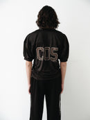 Black Logo Printed Sports Mesh T-Shirt
