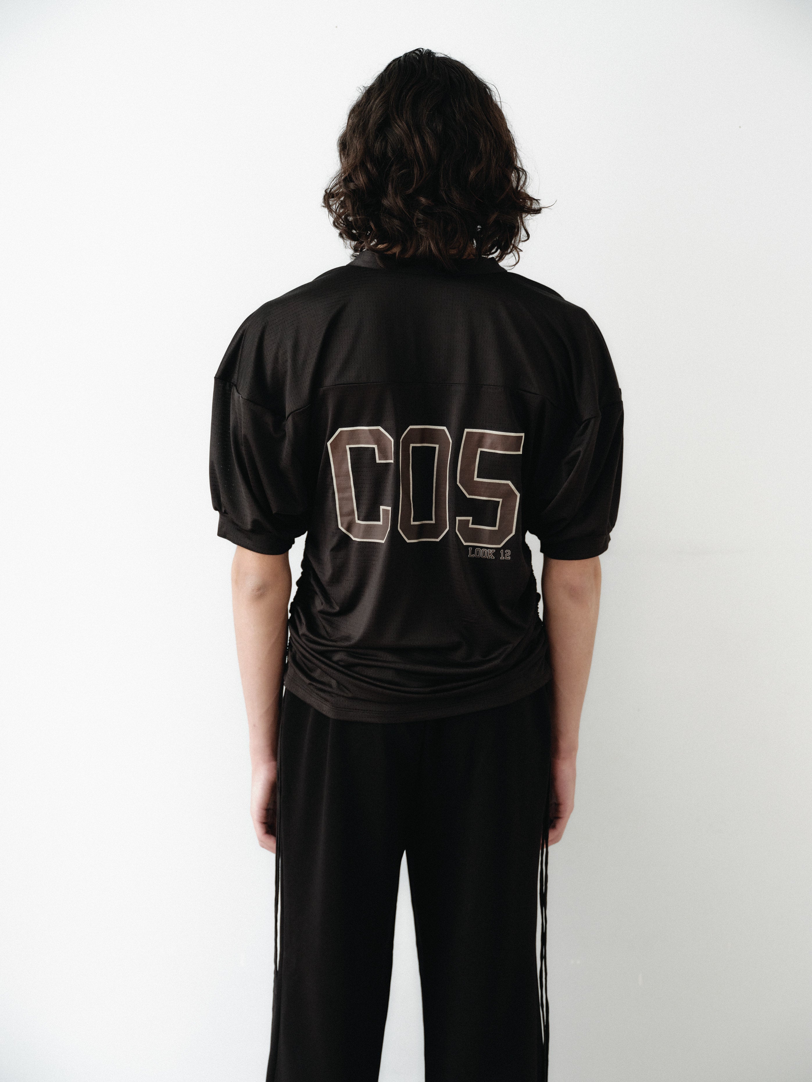 Black Logo Printed Sports Mesh T-Shirt