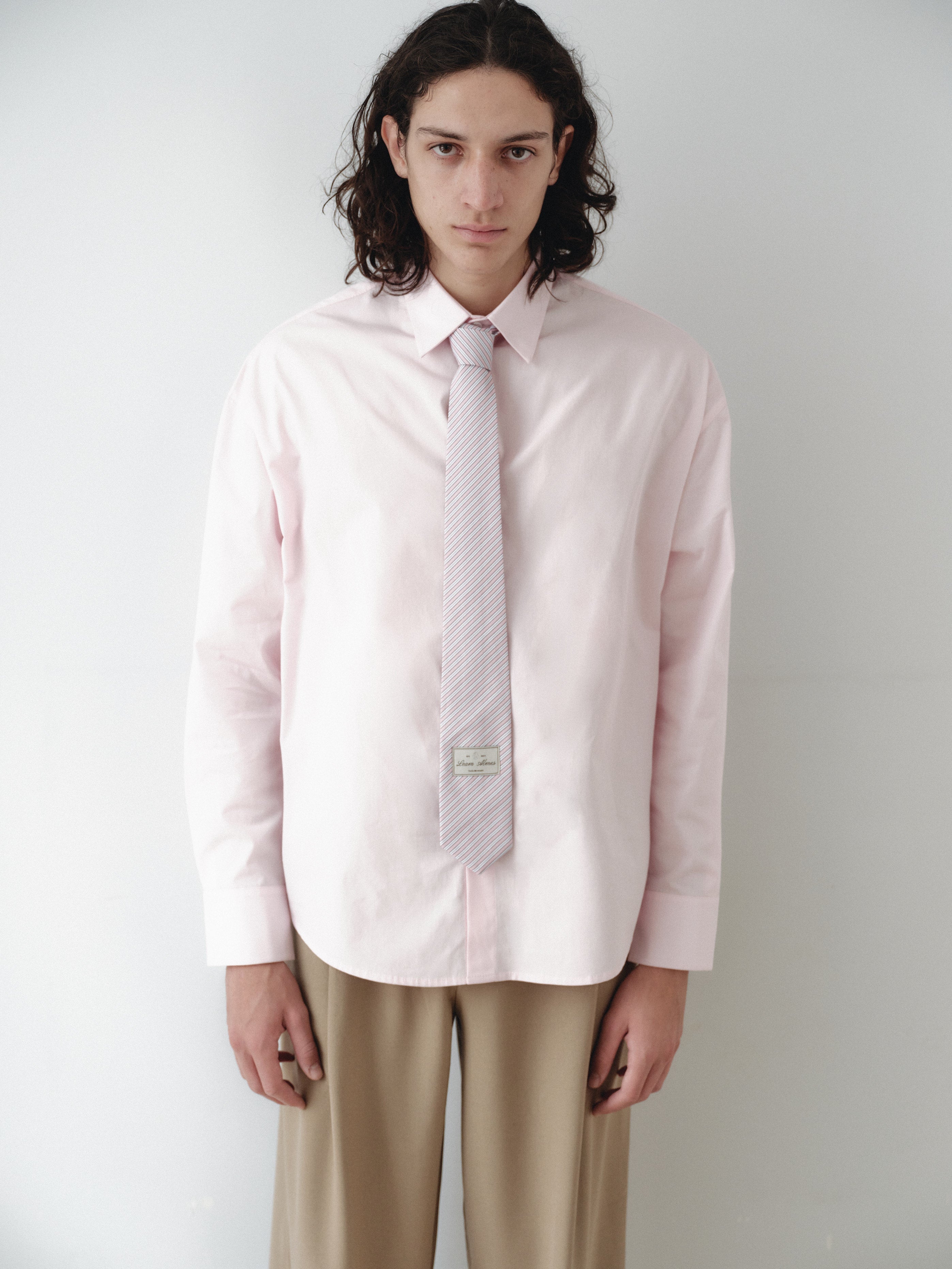 Light Pink Oversize Unisex Shirt with Tie