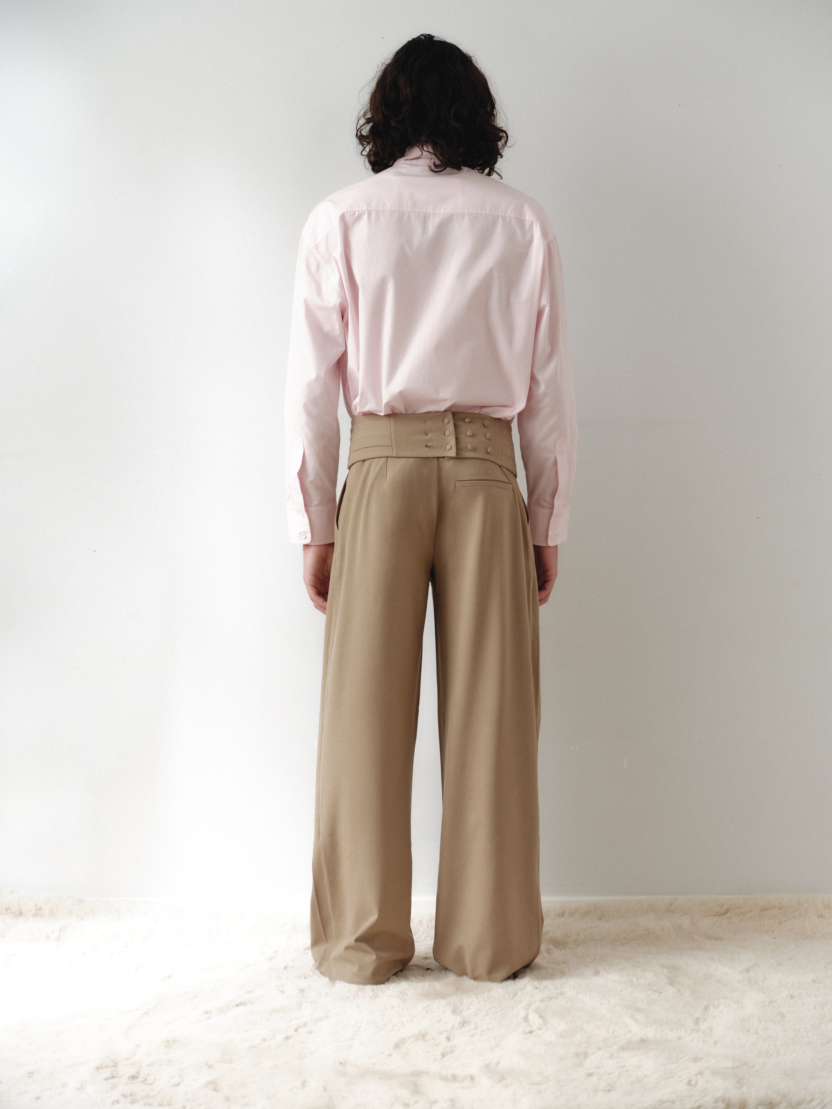 Camel Unisex Pants With Adjustable Cummerbund