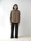 Khaki Oversized Unisex Shirt with Pockets