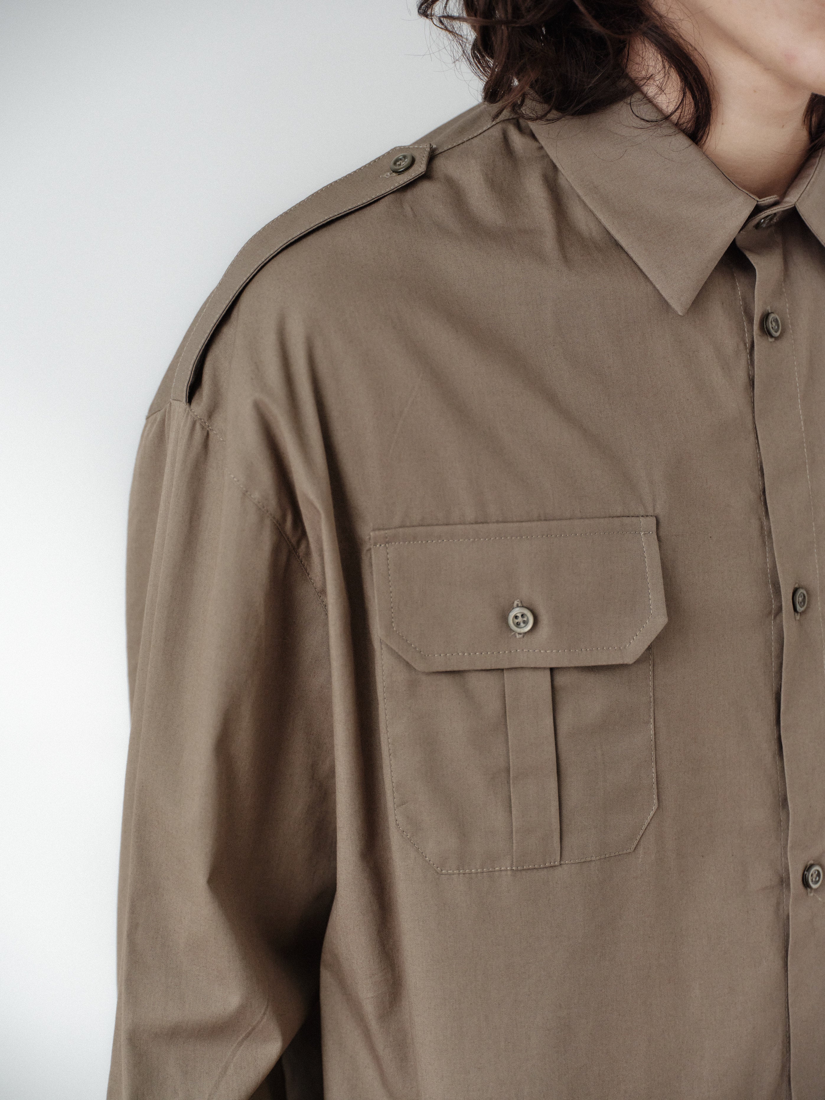 Khaki Oversized Unisex Shirt with Pockets