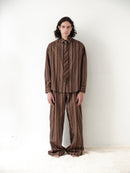 Brown Striped Oversize Unisex Shirt with Tie