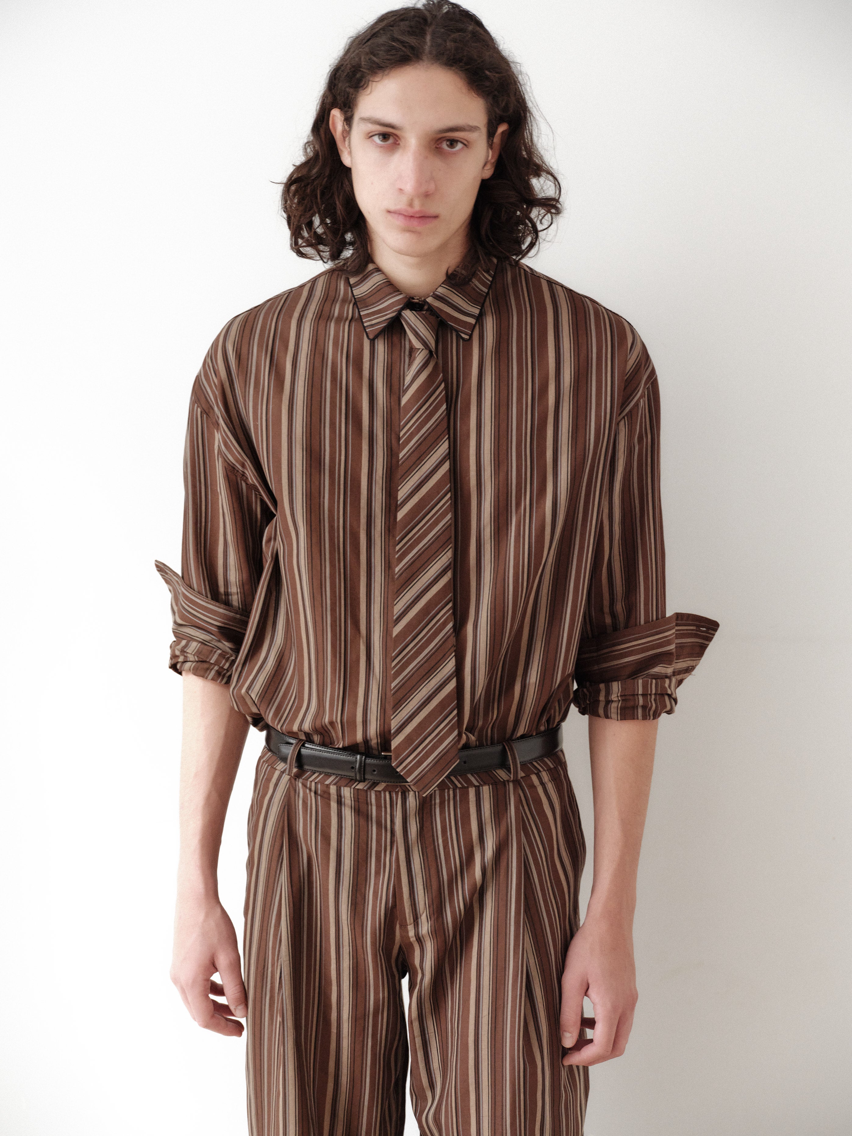 Brown Striped Unisex Pants