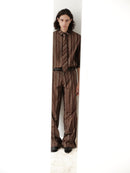 Brown Striped Unisex Pants