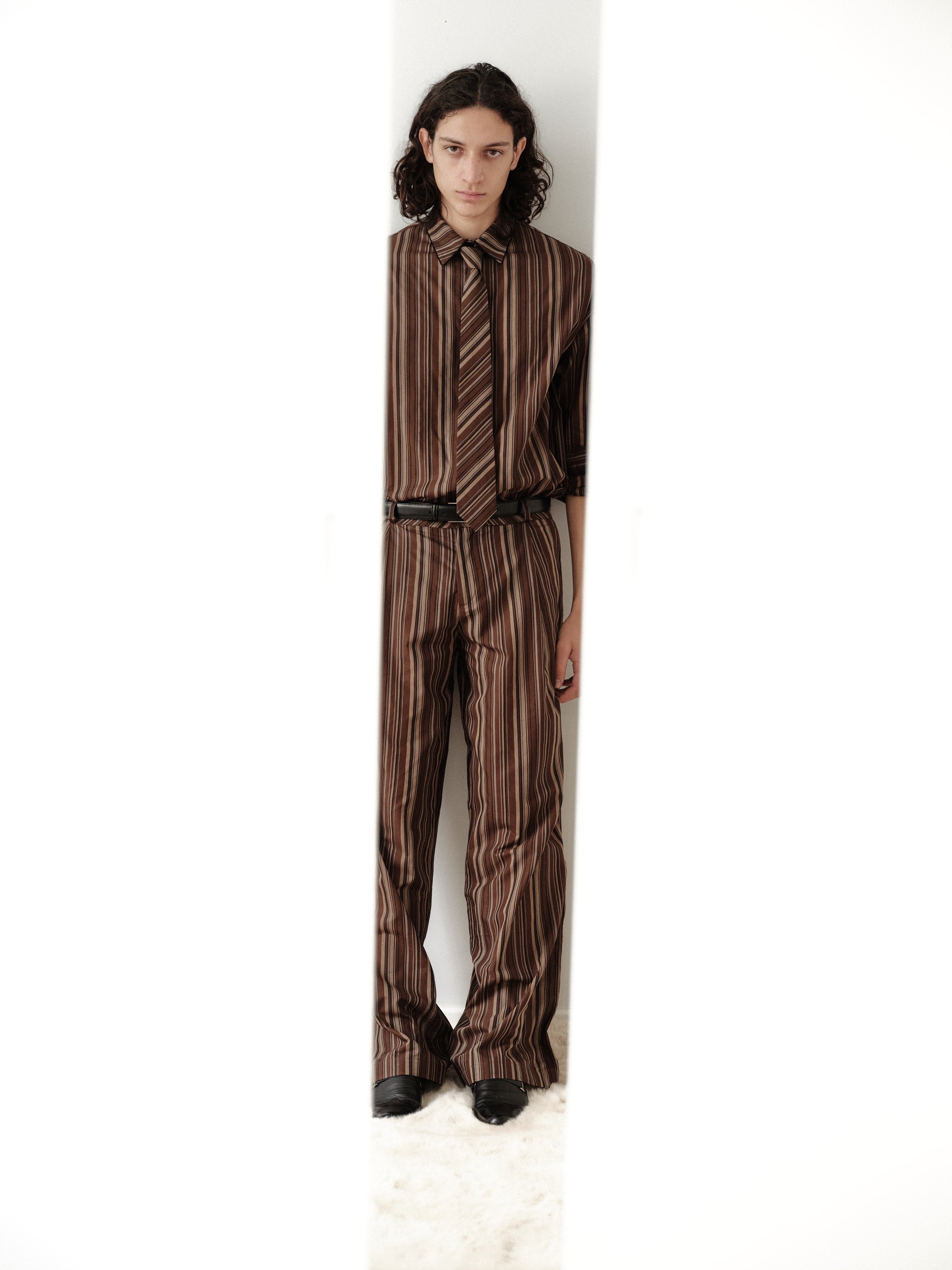 Brown Striped Unisex Pants