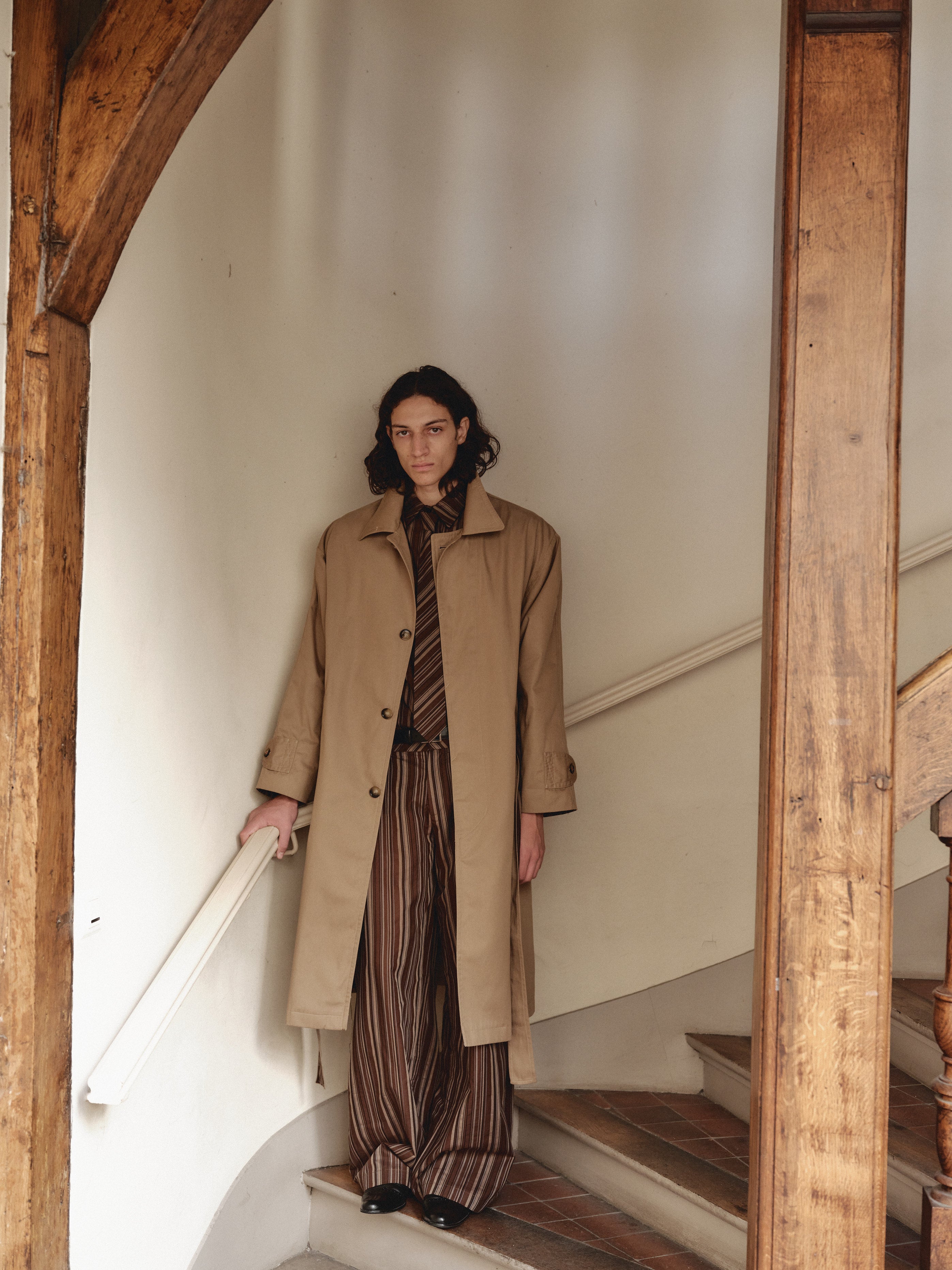 Brown Striped Unisex Pants