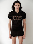 Black Logo Printed Sports Mesh Crop Top