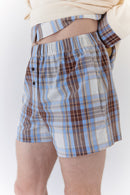 Blue Plaid Short With Button Details