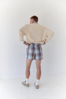 Blue Plaid Short With Button Details