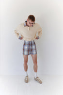 Blue Plaid Short With Button Details