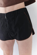 Black Unisex Mini Short With Zipper