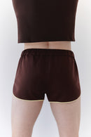 Bağcıklı Kahverengi Unisex Mini Şort