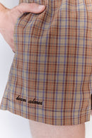 Brown Plaid Short With Button Details