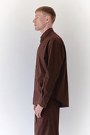 Brown Unisex Oversize Shirt With Tie