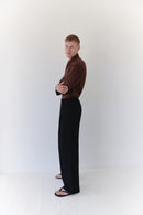 Black Unisex Pants With Adjustable Cummerbund
