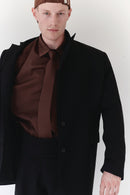 Brown Unisex Oversize Shirt With Tie