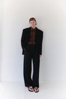 Black Unisex Pants With Adjustable Cummerbund