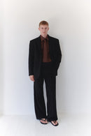Black Unisex Pants With Adjustable Cummerbund