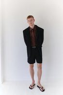 Brown Unisex Oversize Shirt With Tie