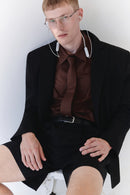 Brown Unisex Oversize Shirt With Tie