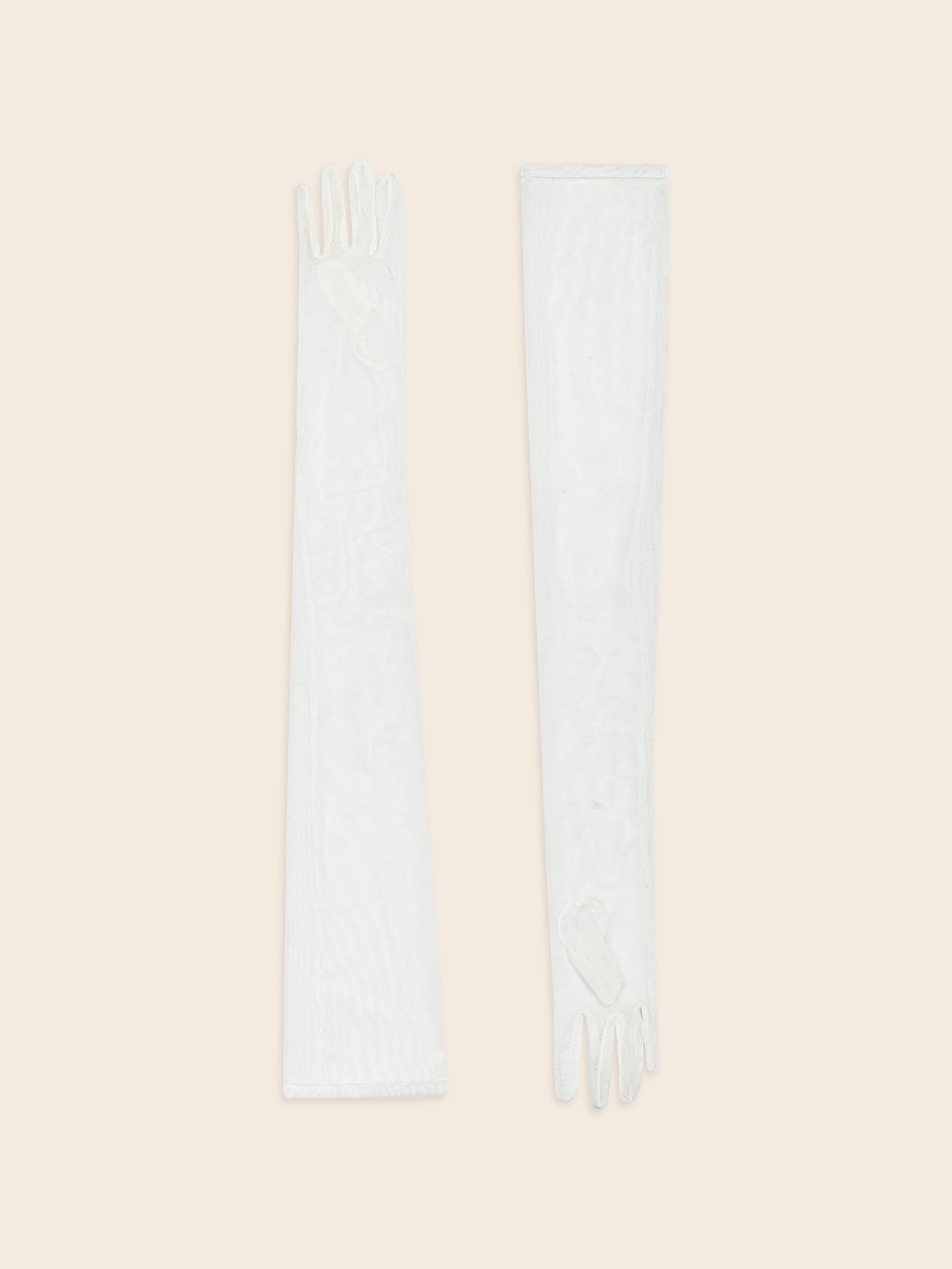 White Tulle Long Gloves